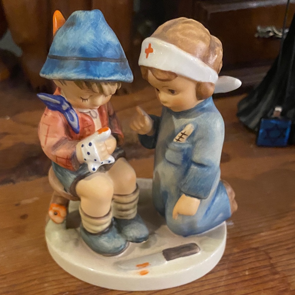 Goebel Blue and Orange Nurse and Patient Figurine